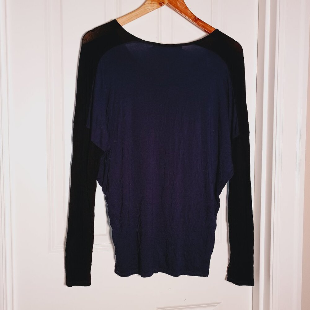 Michael stars oversized long sleeve blue and black baseball t shirt OS - Picture 2 of 2